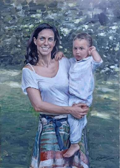 Esercizio di figura e composizione figurativa. — Donna con bambino